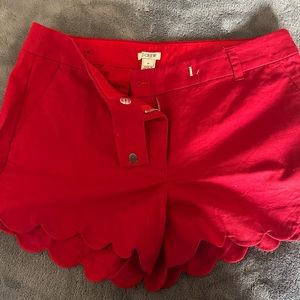 Jcrew scallop shorts red